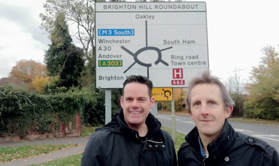 Gavin and Andy at Brighton Hill Roundabout in October 2018