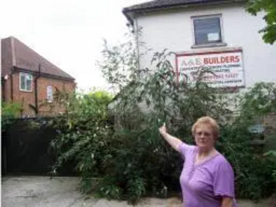 Cllr Doris Jones in front of the A&E Builders Yard