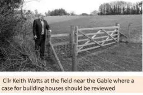 Cllr Keith Watts at the field for development