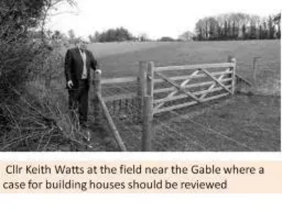 Cllr Keith Watts at the field for development